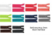 Reißverschluss 5mm - 45cm teilbar